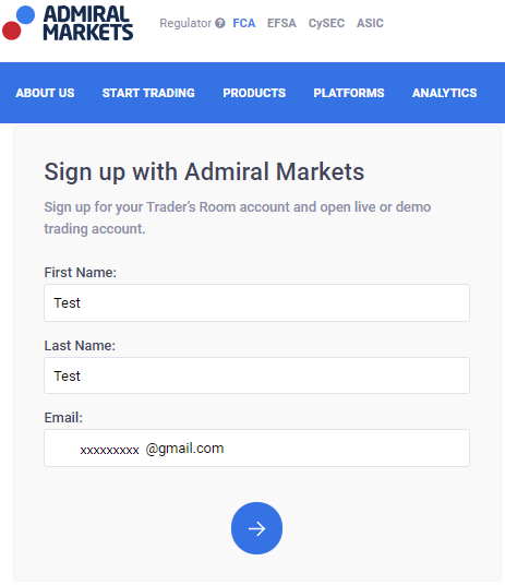  Admiral Markets Sign Up Form
