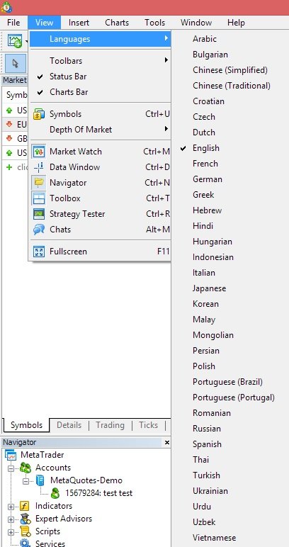 Setup Metatrader 4 Language - Choose Language