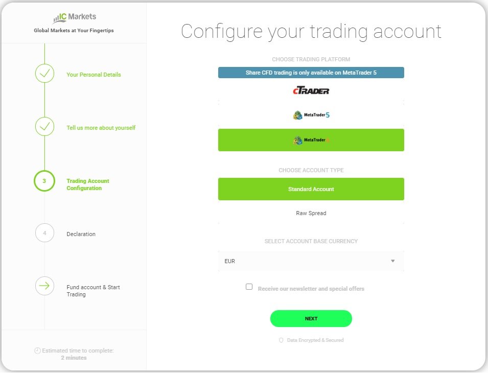 Open Live IC Markets Account  - Step 3