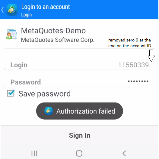 authorization failed - wrong account ID