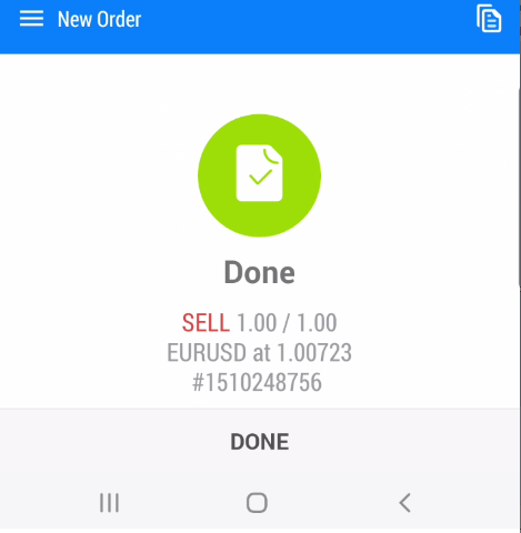 6_placing a trade on the Android app for MT5 confirmed