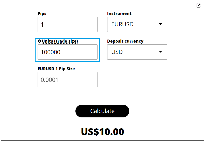 Pip calculator with Units